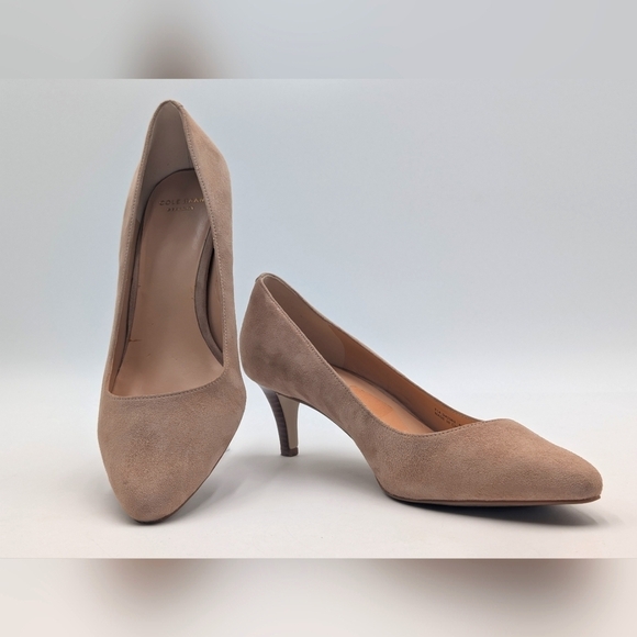 Cole Haan Go-To Park Cream Suede Pumps Sz 8B Stilleto Heel Women